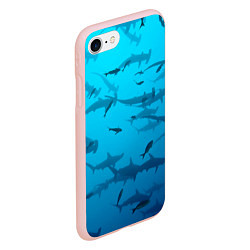 Чехол iPhone 7/8 матовый Акулы - океан, цвет: 3D-светло-розовый — фото 2