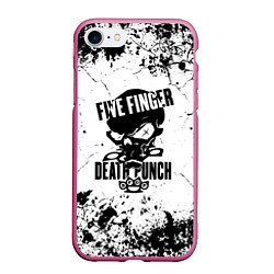 Чехол iPhone 7/8 матовый Five Finger Death Punch - мелкие трещины, цвет: 3D-малиновый