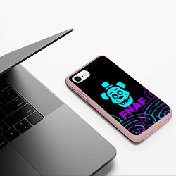 Чехол iPhone 7/8 матовый FNAF Фредди neon, цвет: 3D-светло-розовый — фото 2