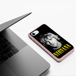 Чехол iPhone 7/8 матовый Nirvana - Kurt Donald Cobain, цвет: 3D-светло-розовый — фото 2