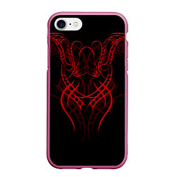 Чехол iPhone 7/8 матовый Красный узор с глазами на спине