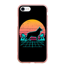 Чехол iPhone 7/8 матовый Ретро Волк, цвет: 3D-светло-розовый