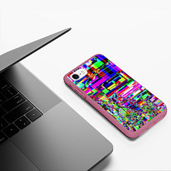 Чехол iPhone 7/8 матовый Яркий авангардный глитч, цвет: 3D-малиновый — фото 2