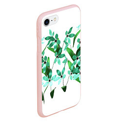 Чехол iPhone 7/8 матовый Flowers green light, цвет: 3D-светло-розовый — фото 2