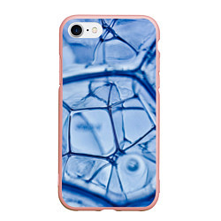 Чехол iPhone 7/8 матовый Абстрактная синяя ледяная броня, цвет: 3D-светло-розовый