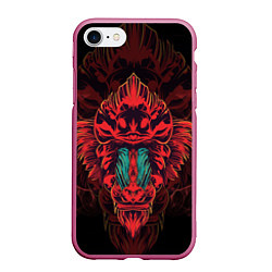 Чехол iPhone 7/8 матовый Красная обезьяна, цвет: 3D-малиновый