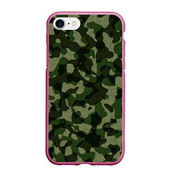 Чехол iPhone 7/8 матовый Камуфляж зелёного цвета, цвет: 3D-малиновый