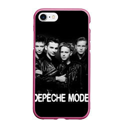 Чехол iPhone 7/8 матовый Depeche Mode - black & white portrait, цвет: 3D-малиновый