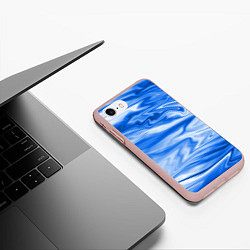 Чехол iPhone 7/8 матовый Бело синий абстрактный фон Волны, цвет: 3D-светло-розовый — фото 2