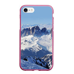 Чехол iPhone 7/8 матовый Гряда снежных вершин, цвет: 3D-малиновый