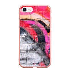 Чехол iPhone 7/8 матовый Граффити на кирпичной стене - фрагмент, цвет: 3D-светло-розовый