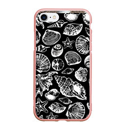 Чехол iPhone 7/8 матовый Паттерн из морских ракушек, цвет: 3D-светло-розовый