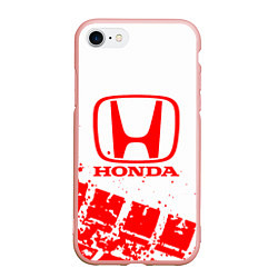 Чехол iPhone 7/8 матовый Honda - красный след шины, цвет: 3D-светло-розовый