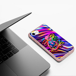 Чехол iPhone 7/8 матовый Скейтбордист Барт Симпсон на фоне разноцветных кля, цвет: 3D-светло-розовый — фото 2
