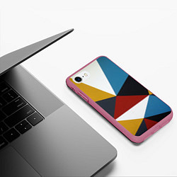 Чехол iPhone 7/8 матовый Абстрактный набор разноцветных геометрических фигу, цвет: 3D-малиновый — фото 2