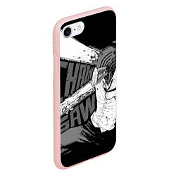 Чехол iPhone 7/8 матовый Демон войны : Человек-бензопила, цвет: 3D-светло-розовый — фото 2
