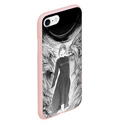 Чехол iPhone 7/8 матовый Макима гравюра - Человек-бензопила, цвет: 3D-светло-розовый — фото 2
