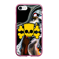 Чехол iPhone 7/8 матовый Череп Барта Симпсона!, цвет: 3D-малиновый