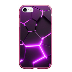 Чехол iPhone 7/8 матовый Фиолетовые неоновые геометрические плиты, цвет: 3D-малиновый