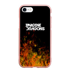 Чехол iPhone 7/8 матовый Imagine Dragons - пламя, цвет: 3D-светло-розовый