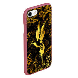Чехол iPhone 7/8 матовый Золотая колибри, цвет: 3D-малиновый — фото 2