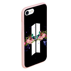 Чехол iPhone 7/8 матовый BTS Flowers In Space, цвет: 3D-светло-розовый — фото 2