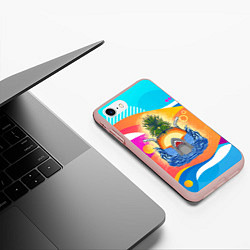 Чехол iPhone 7/8 матовый Акула и ананас, цвет: 3D-светло-розовый — фото 2