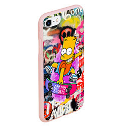 Чехол iPhone 7/8 матовый Скейтбордист Барт Симпсон на фоне стены с граффити, цвет: 3D-светло-розовый — фото 2