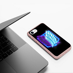 Чехол iPhone 7/8 матовый Attack on Titan neon logo, цвет: 3D-светло-розовый — фото 2