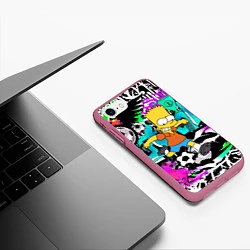 Чехол iPhone 7/8 матовый Барт Симпсон - центр-форвард на фоне граффити, цвет: 3D-малиновый — фото 2