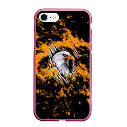 Чехол iPhone 7/8 матовый Орел в огне, цвет: 3D-малиновый