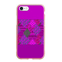 Чехол iPhone 7/8 матовый Малиновый комбинированный узор пэчворк, цвет: 3D-светло-розовый