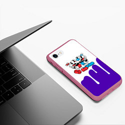 Чехол iPhone 7/8 матовый Cuphead потёки, цвет: 3D-малиновый — фото 2