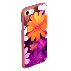 Чехол iPhone 7/8 матовый Яркие фанстастические цветы, цвет: 3D-малиновый — фото 2