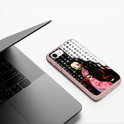 Чехол iPhone 7/8 матовый Незуко - Клинок рассекающий демонов - иероглифы, цвет: 3D-светло-розовый — фото 2