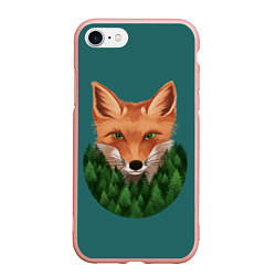 Чехол iPhone 7/8 матовый Рыжая лиса в лесу, цвет: 3D-светло-розовый