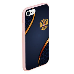 Чехол iPhone 7/8 матовый Blue & gold герб России, цвет: 3D-светло-розовый — фото 2