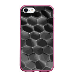 Чехол iPhone 7/8 матовый Черные камни, цвет: 3D-малиновый