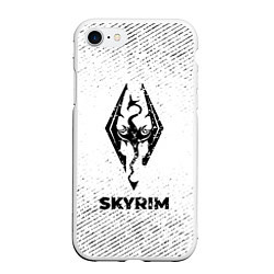 Чехол iPhone 7/8 матовый Skyrim с потертостями на светлом фоне