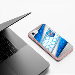 Чехол iPhone 7/8 матовый Синий герб России на объемном фоне, цвет: 3D-светло-розовый — фото 2