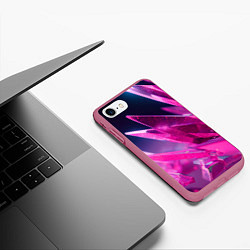 Чехол iPhone 7/8 матовый Розовые кристаллы, цвет: 3D-малиновый — фото 2