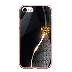 Чехол iPhone 7/8 матовый Герб РФ киберпанк, цвет: 3D-светло-розовый