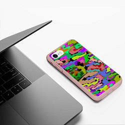 Чехол iPhone 7/8 матовый Разноцветный клетчатый камуфляж, цвет: 3D-светло-розовый — фото 2