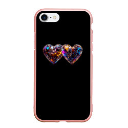 Чехол iPhone 7/8 матовый Два разноцветных сердечка