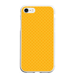 Чехол iPhone 7/8 матовый Желтые связанные узоры, цвет: 3D-белый