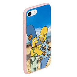 Чехол iPhone 7/8 матовый Гомер Симпсон танцует с Мардж на пляже, цвет: 3D-светло-розовый — фото 2