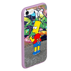 Чехол iPhone 7/8 матовый Хулиган Барт Симпсон на фоне стены с граффити, цвет: 3D-сиреневый — фото 2