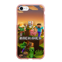 Чехол iPhone 7/8 матовый Василиса Minecraft, цвет: 3D-светло-розовый