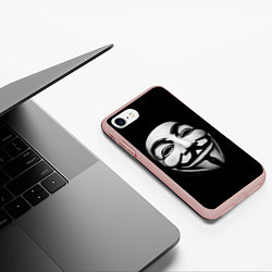 Чехол iPhone 7/8 матовый Маска анонимуса - Гай Фокс, цвет: 3D-светло-розовый — фото 2