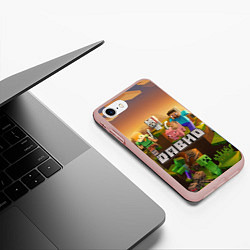 Чехол iPhone 7/8 матовый Давид Minecraft, цвет: 3D-светло-розовый — фото 2